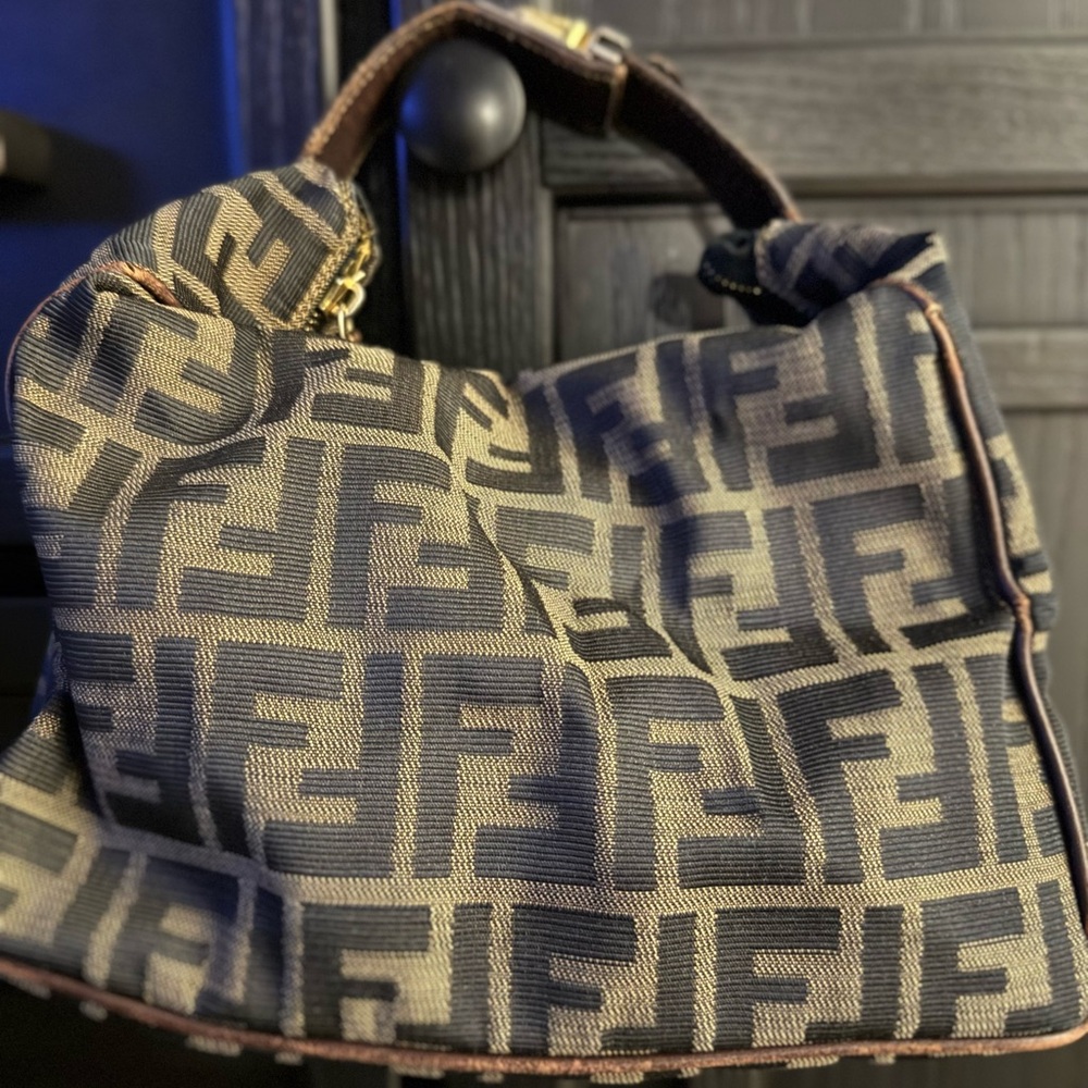 Authentic Fendi Brown and Gold Monogram Bag